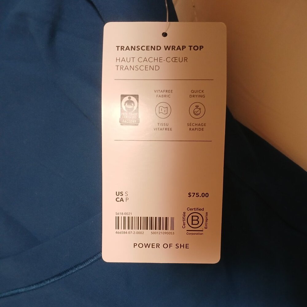 NWT Athleta Transcend Wrap Top Blue Size Small - Picture 2 of 5